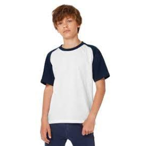 Remera SPUN ranglan NIÑO blanca con negro Talle 10