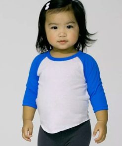 Remera SPUN ranglan NIÑO blanca con Azul Francia Talle 10