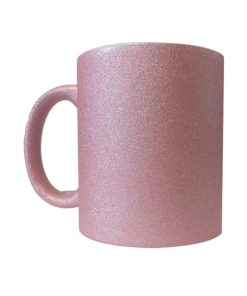 Insumo Taza Glitter Rosa Ceramica Sublimable