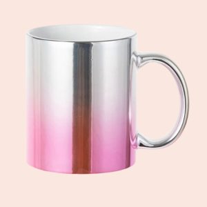 Insumo Taza Espejada Bicolor Fucsia Ceramica Sublimable