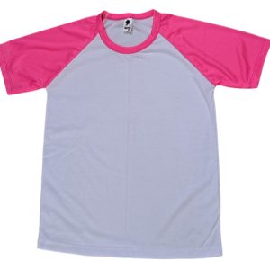 Remera SPUN ranglan blanca con fucsia fluo Talle 1 o S