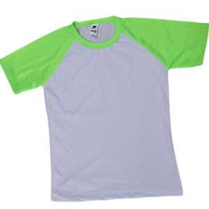 Remera SPUN ranglan blanca con verde fluo Talle 1 o S