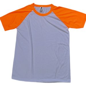 Remera SPUN ranglan blanca con naranja fluo Talle 1 o S