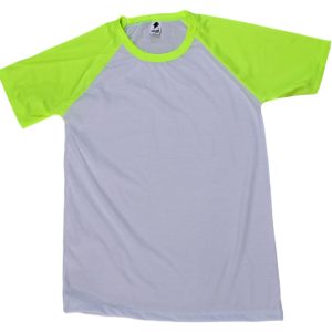Remera SPUN Ranglan Blanca con Amarillo Fluo Talle 1 o S