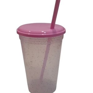 Insumo Vaso Glitter tapa Rosa Pastel 500ml