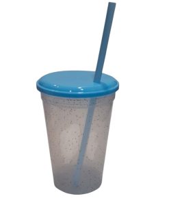 Insumo Vaso Glitter tapa Celeste Pastel 500ml