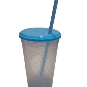 Insumo Vaso Glitter tapa Celeste Pastel 500ml