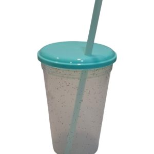 Insumo Vaso Glitter tapa Verde Pastel 500ml
