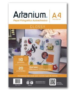 Insumo Papel Fotografico Autoadhesivo Glossy 110gr A4 x 20h ARTANIUM