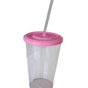 Insumo Vaso Acrilico tapa Rosa 475ml
