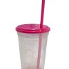 Insumo Vaso Glitter tapa Fucsia 500ml