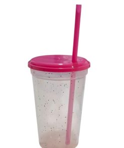 Insumo Vaso Glitter tapa Fucsia 500ml